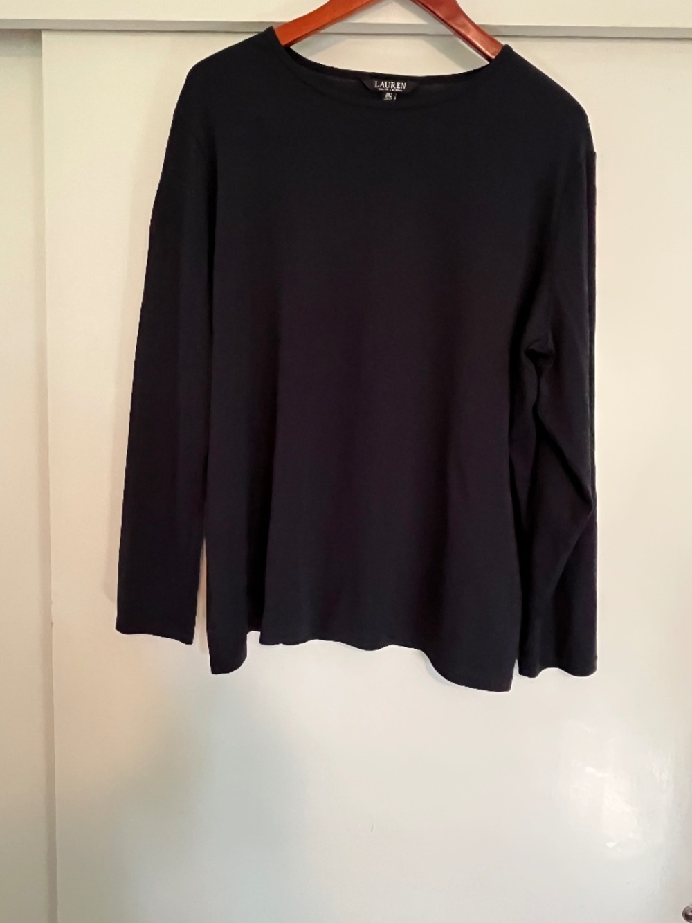 Lauren Ralph Lauren Navy Blue Long Sleeve Top 3X Stretch Minimalist